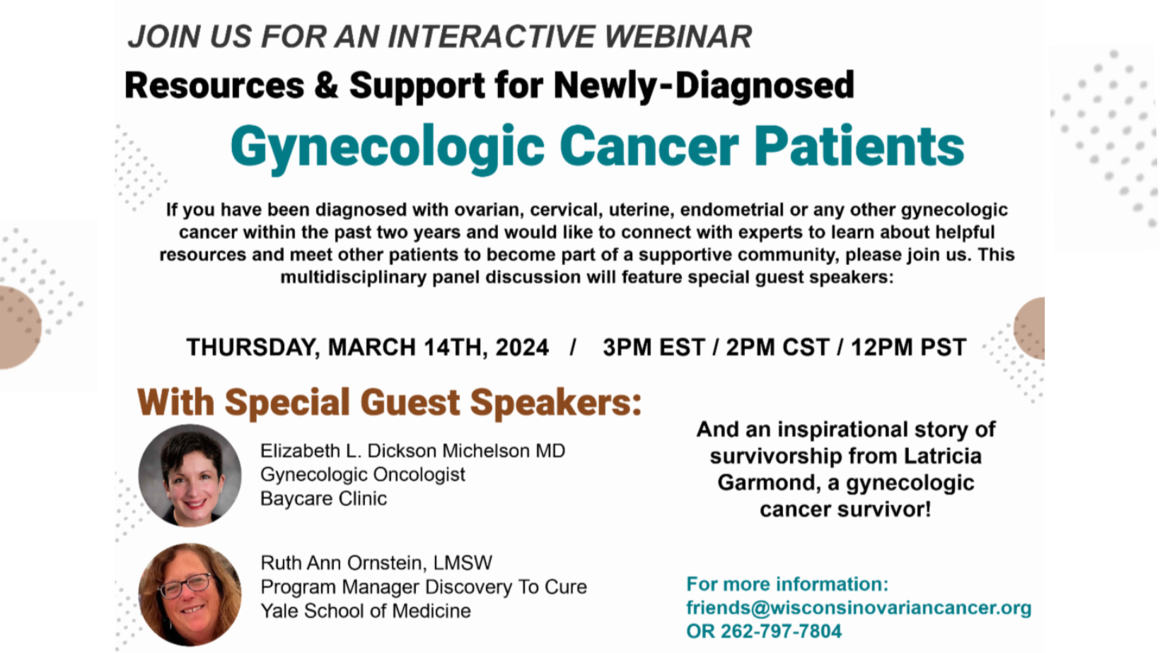 Mioca Interactive Webinar for Newly-Diagnosed Gynecologic Cancer Patients / Mioca